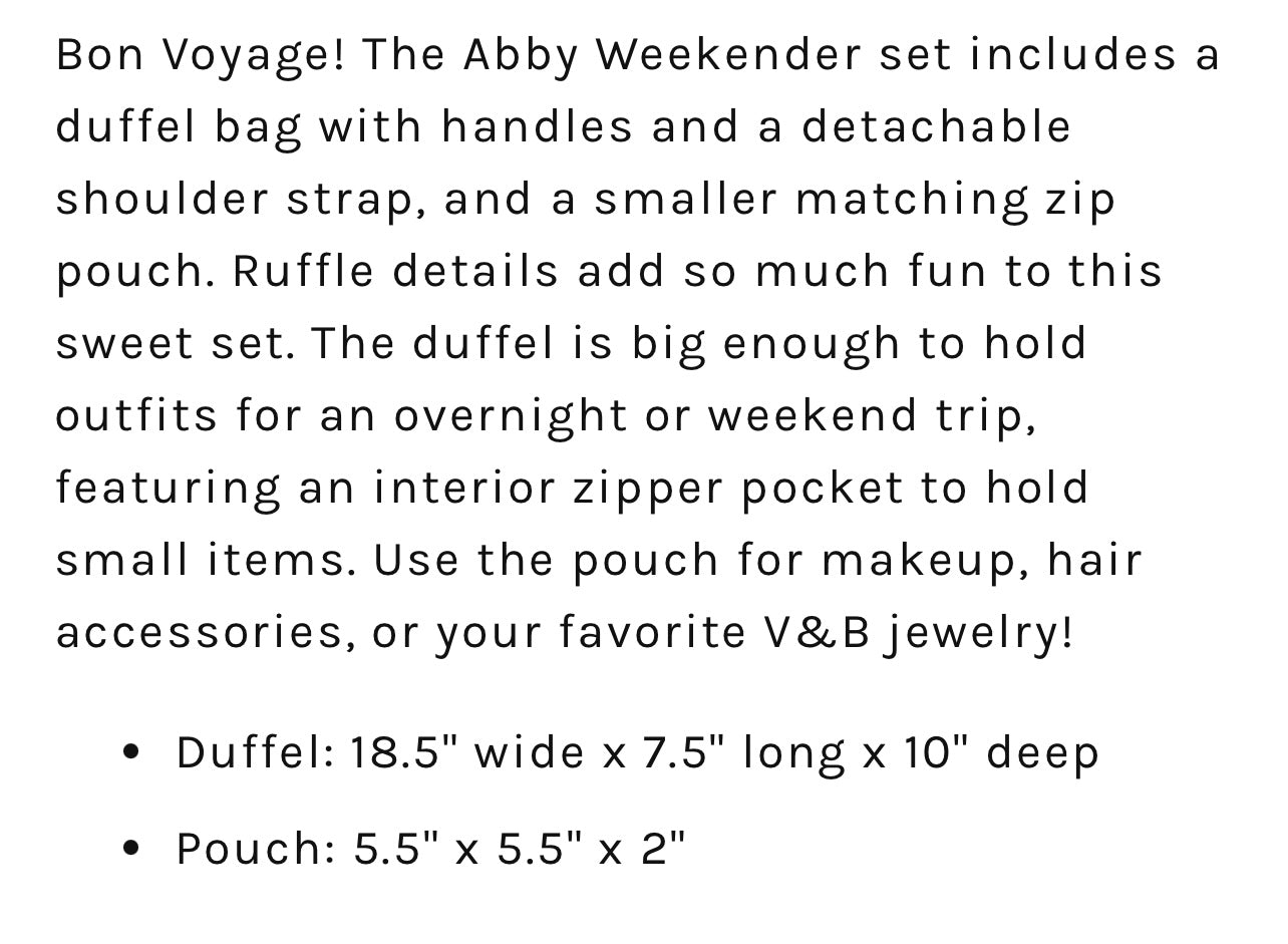 Abby Weekender bag & pouch set