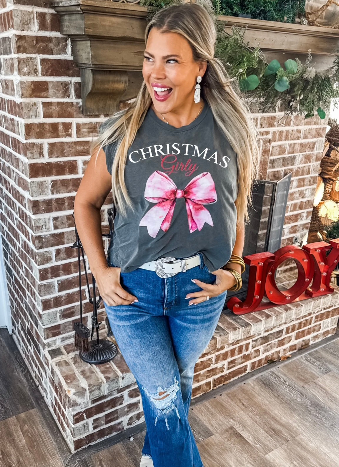 Christmas Girly Bow tee PREORDER