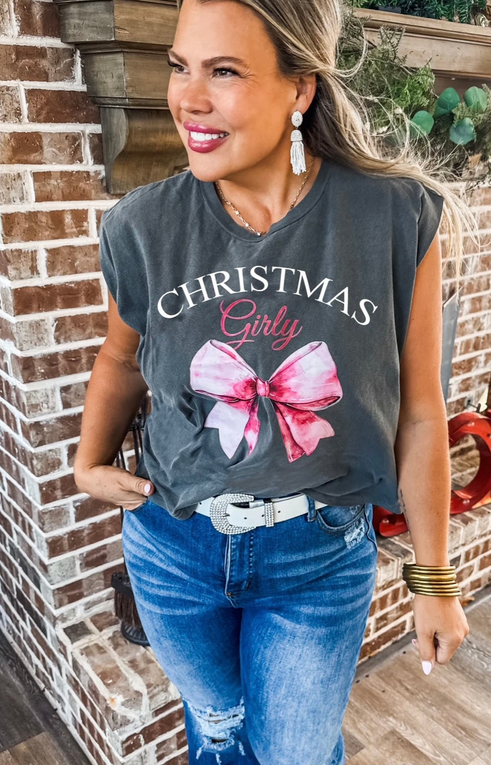 Christmas Girly Bow tee PREORDER