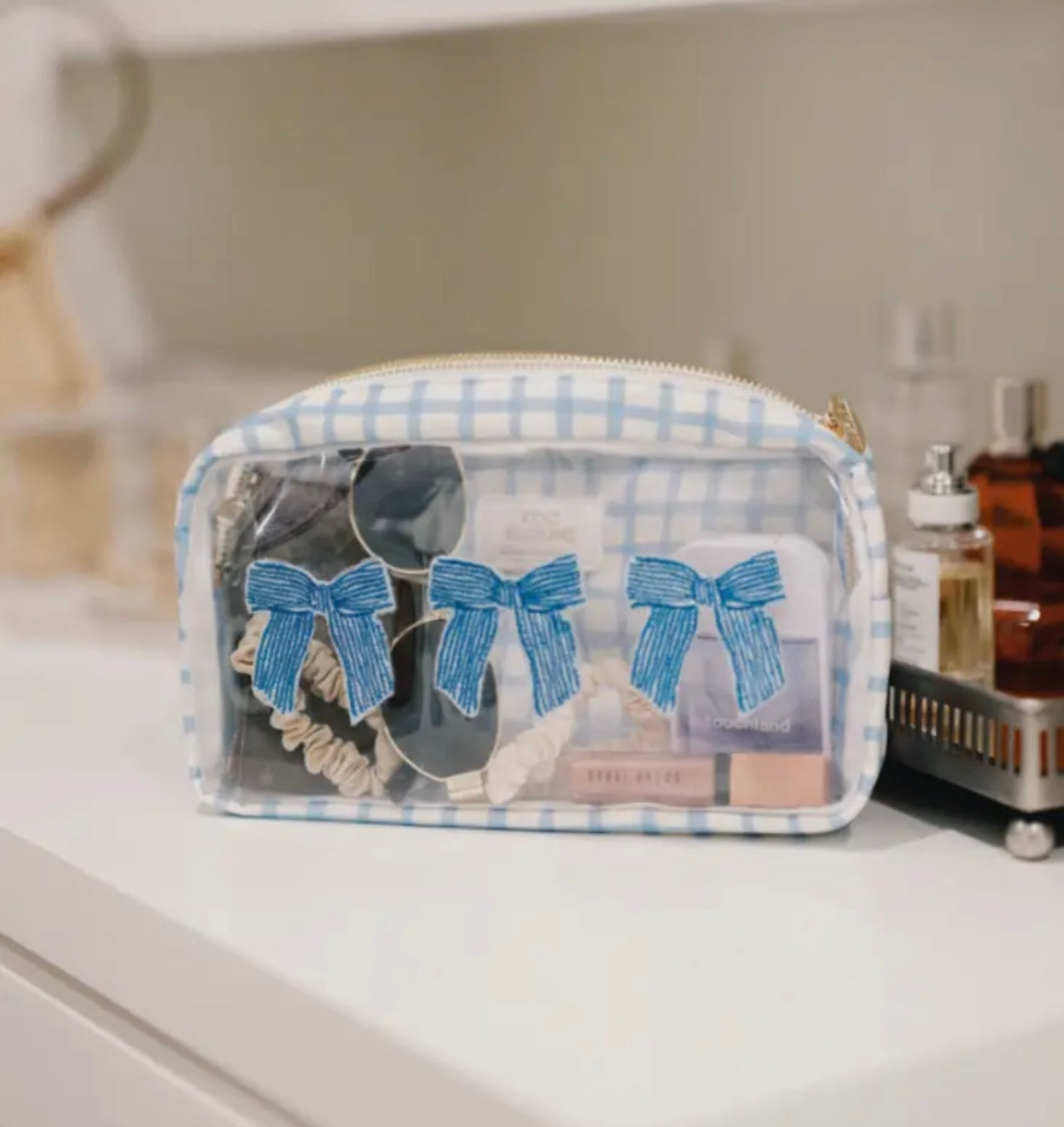 Blue Bow Cosmetic bag