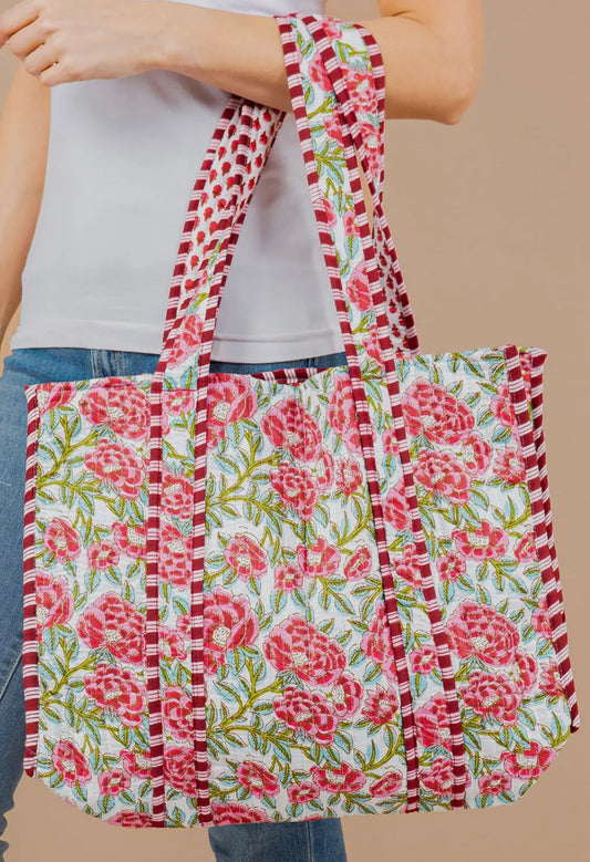 Flora embroidery tote