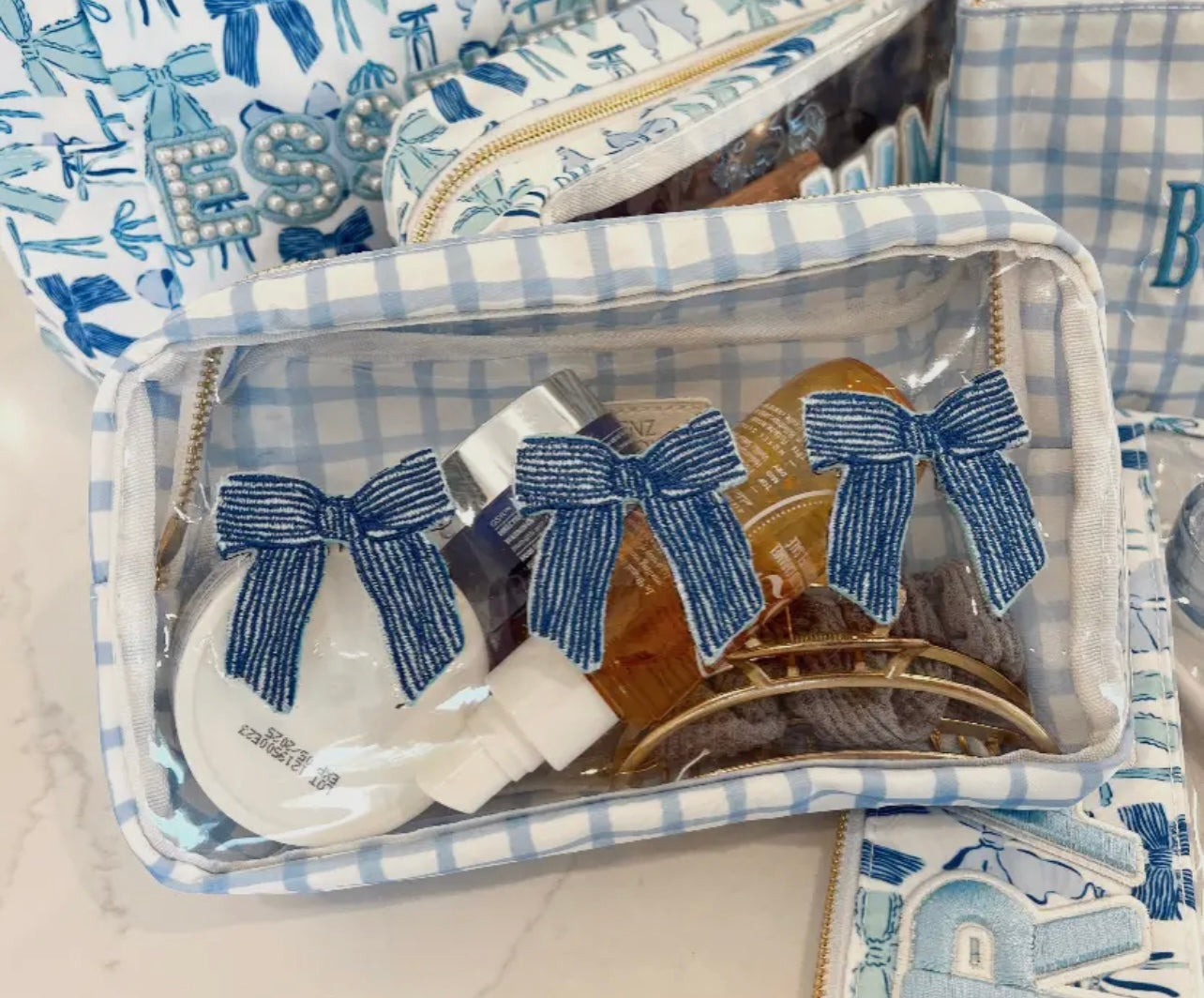 Blue Bow Cosmetic bag