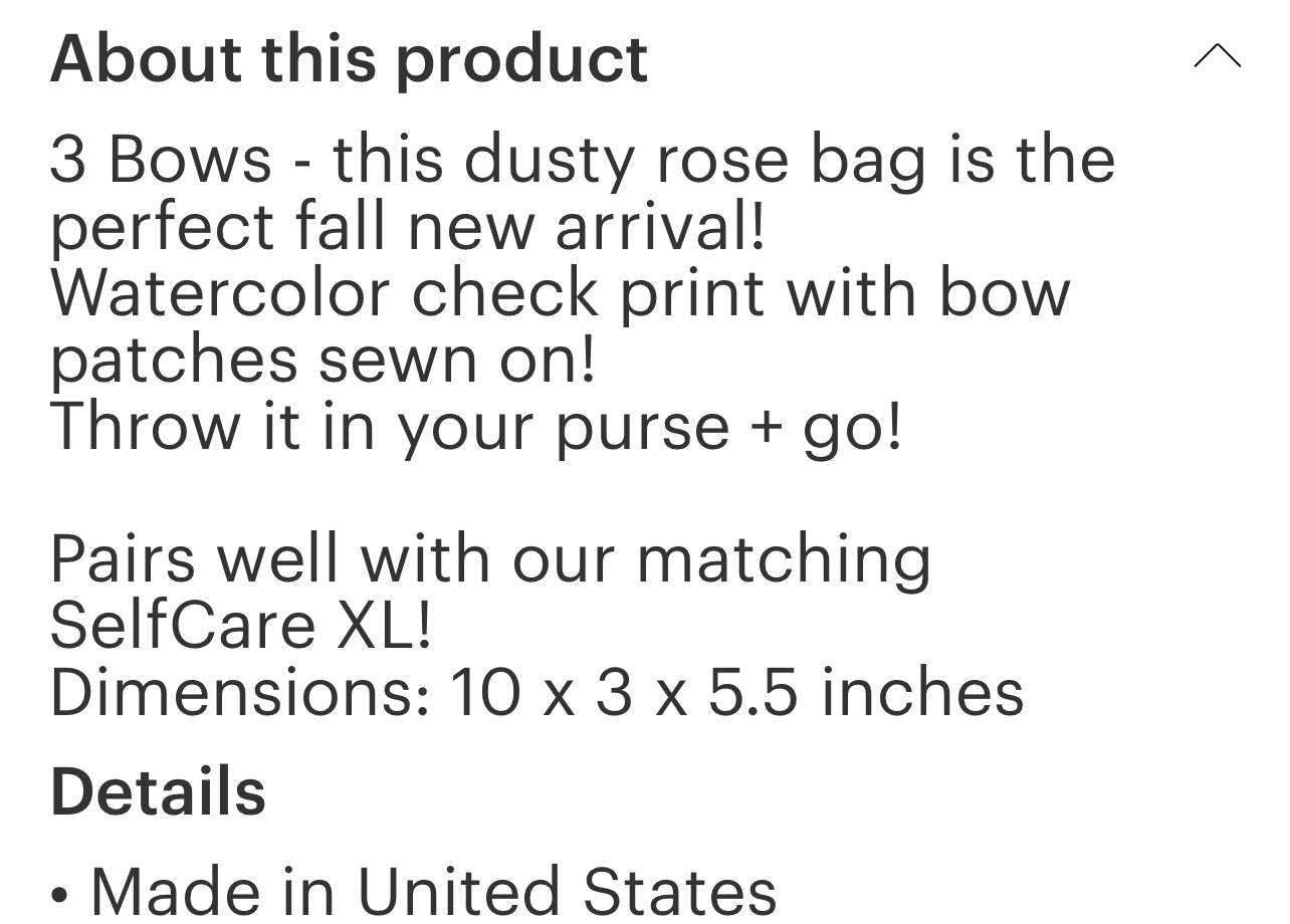 Dusty Rose Bow cosmetic bag