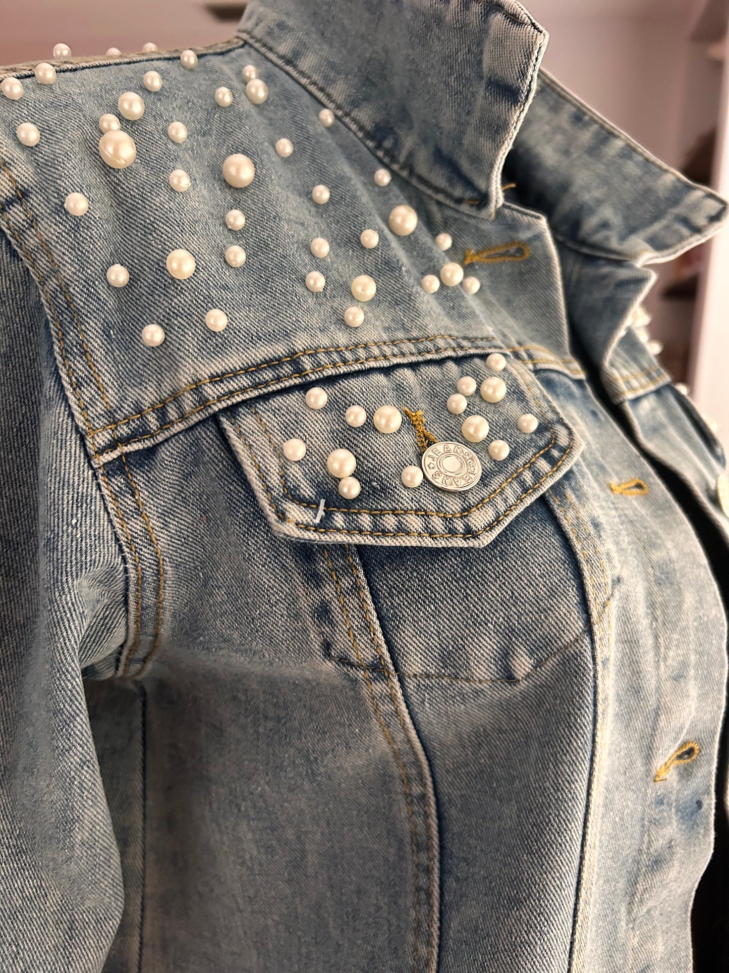 Pearly Queen Bee Denim Jean Jacket