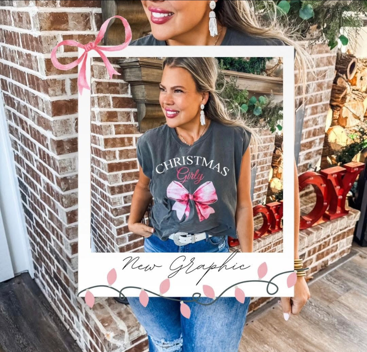 Christmas Girly Bow tee PREORDER