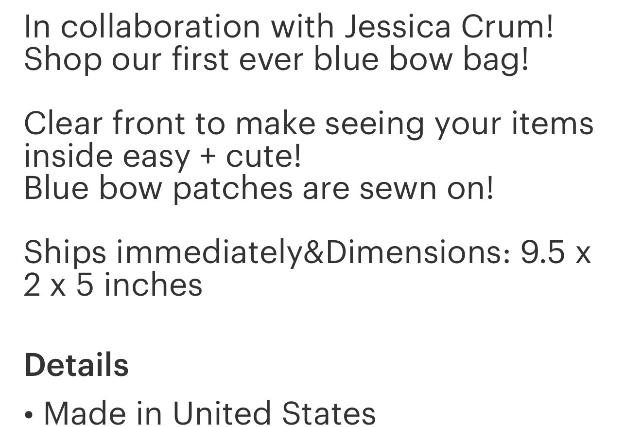 Blue Bow Cosmetic bag