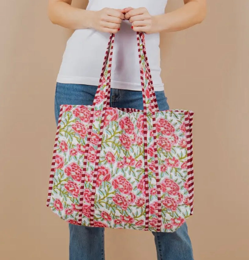 Flora embroidery tote